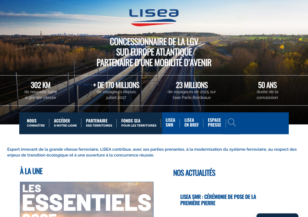 Capture d'écran du site lisea.fr