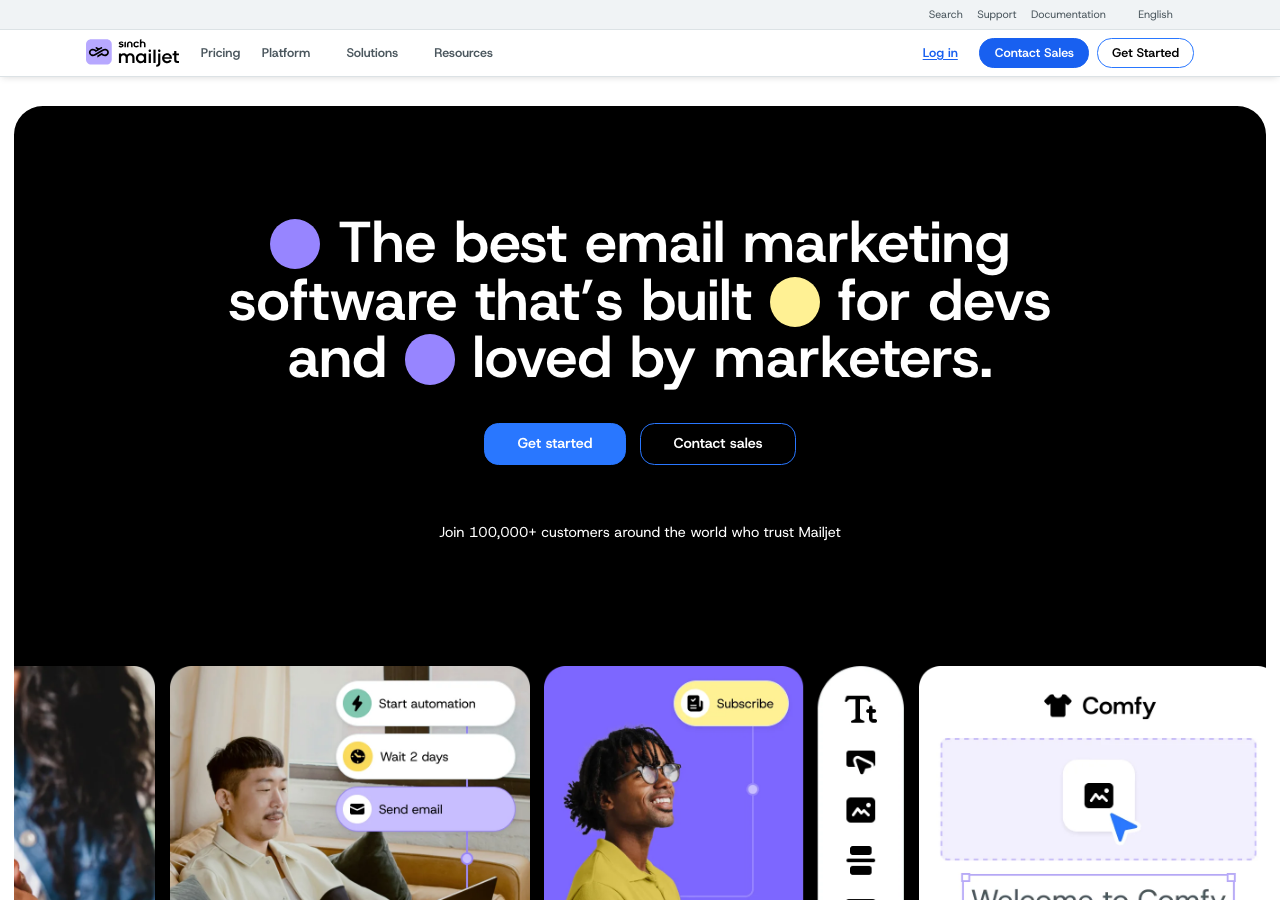Capture d'écran du site mailjet.com